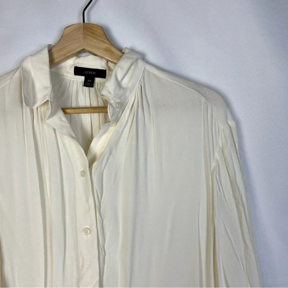 J. Crew Ivory White Gathered Front Long Sleeve Button Down XS - Picture 5 of 5
